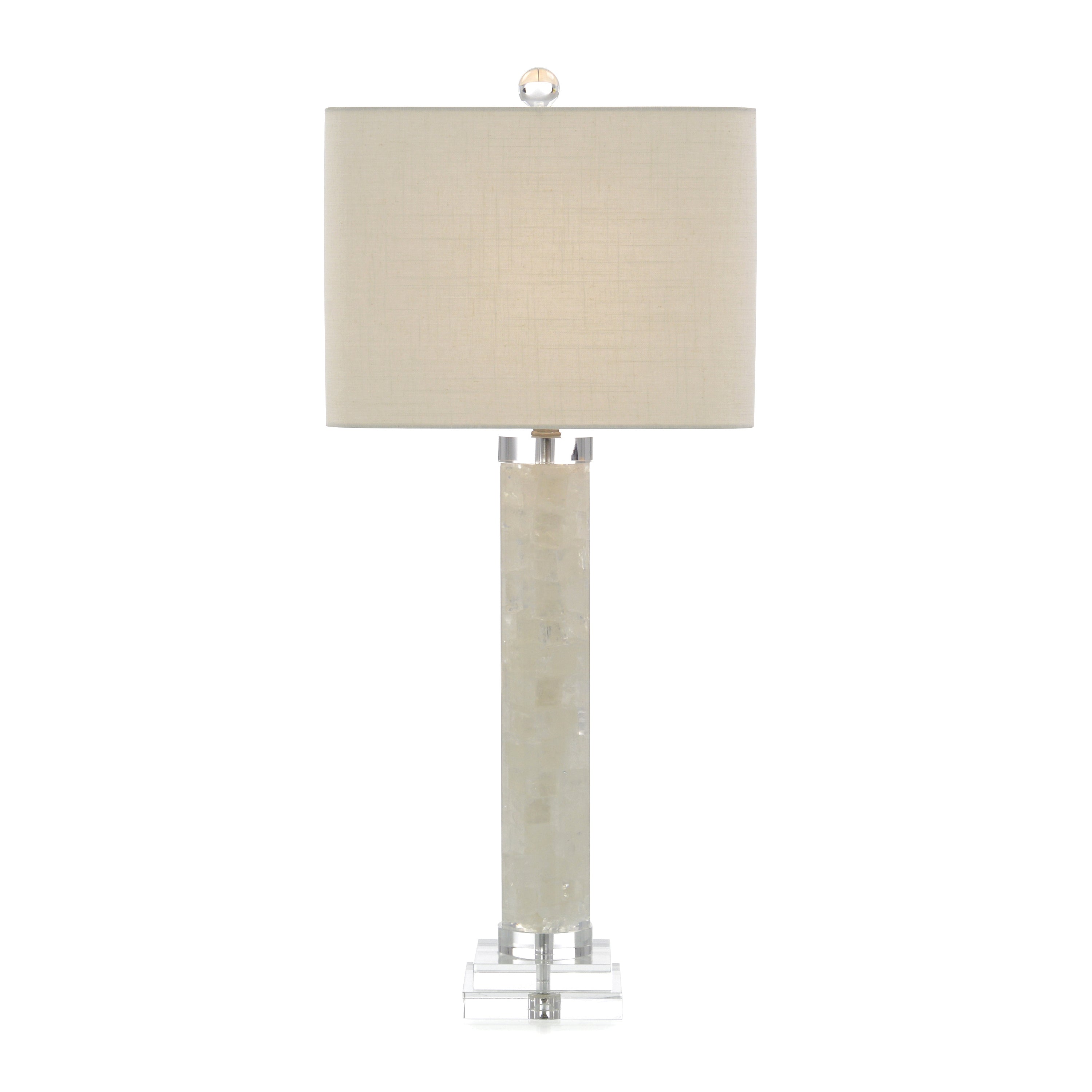 White Calcite and Quartz Table Lamp