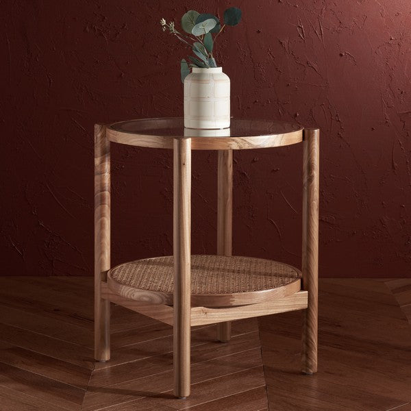 KARYNA RATTAN AND GLASS ACCENT TABLE