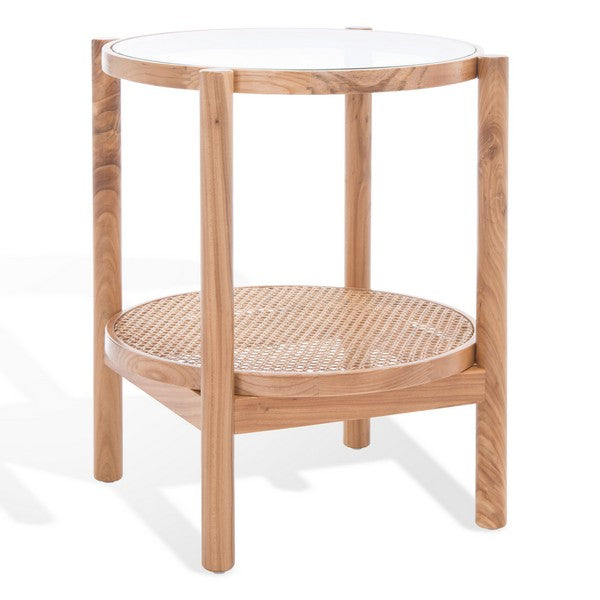 KARYNA RATTAN AND GLASS ACCENT TABLE