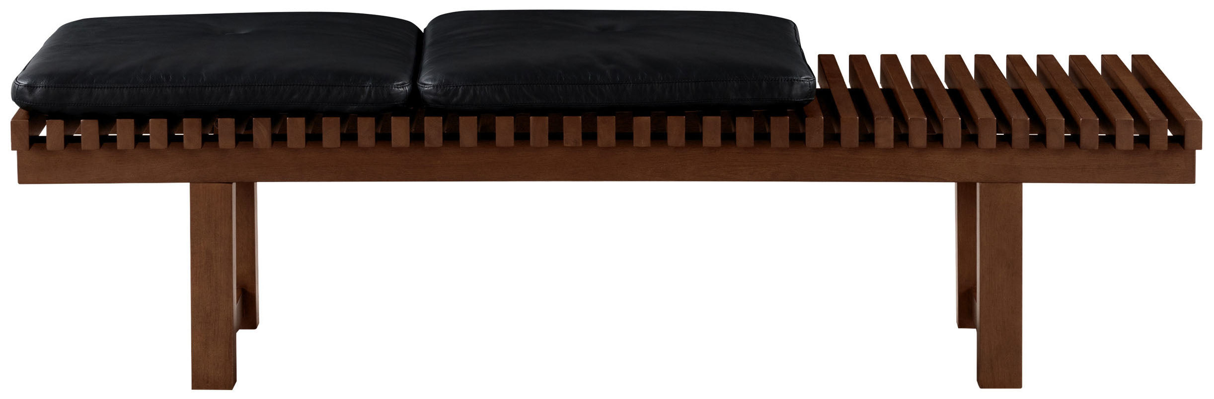 BOLIVAR LEATHER AND WOOD BENCH