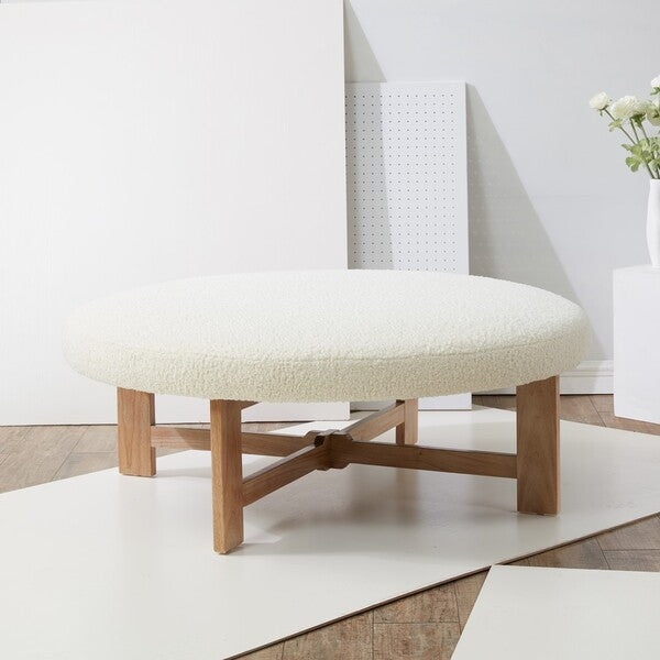 VINNY FAUX SHEARLING OTTOMAN